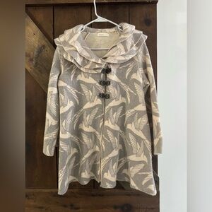 Anthropologie Sleeping On Snow Cream and Gray Patterned Coat